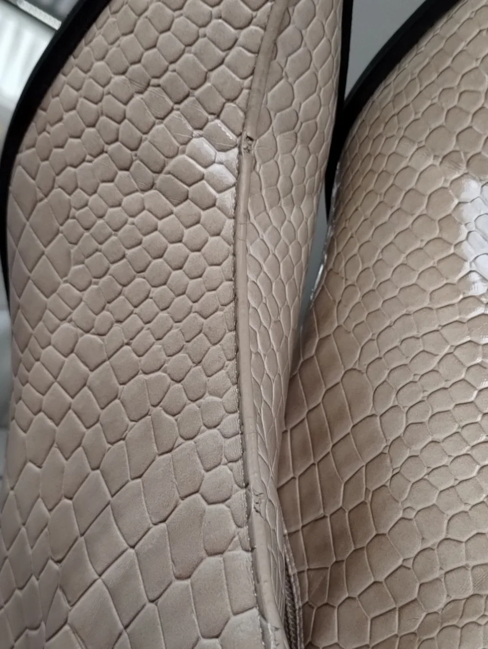 Topshop Cream Croc-Effect Square Toe Ankle Boots